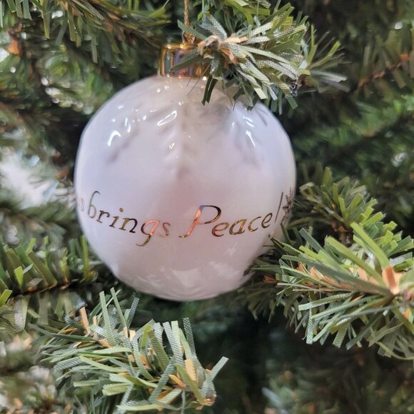 Set of 3 Christmas Ornaments Jesus Brings Joy Peace Hope White Ceramic - Picture 5 of 8